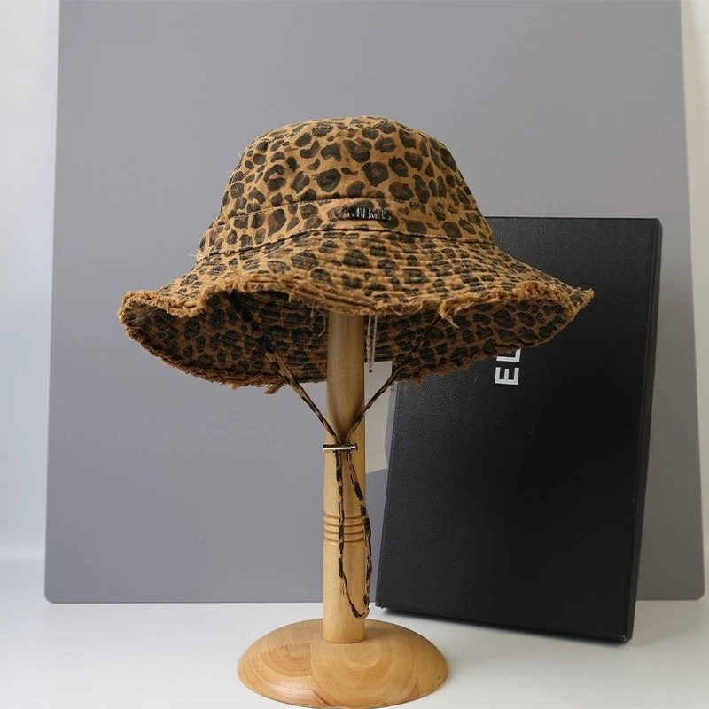 Bucket Hat Cotton - Fashion Leopard Print Fisherman Hat for