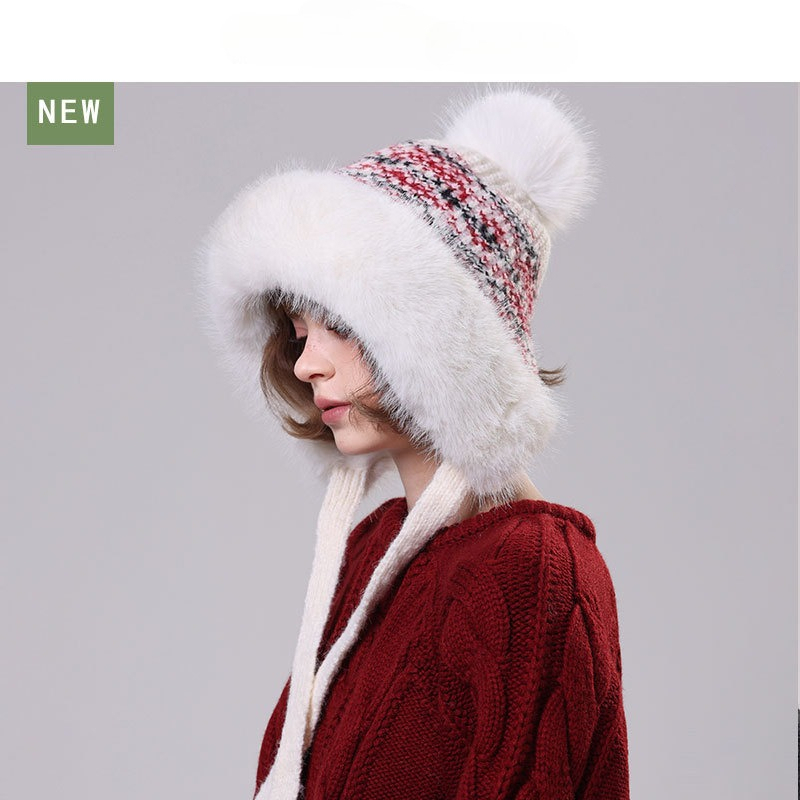 Trapper Hat Ear Flap - Women's Fuzzy Knit Trapper Hat with