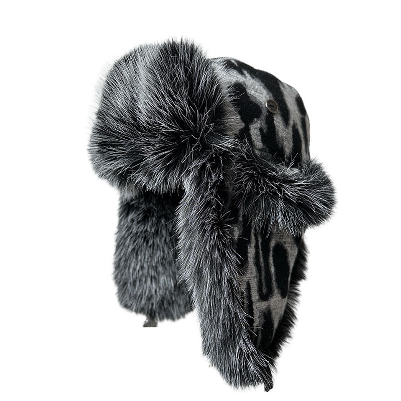 Trapper Hat Ear Flap - Women Leopard Print Fleece Trapper Hat,
