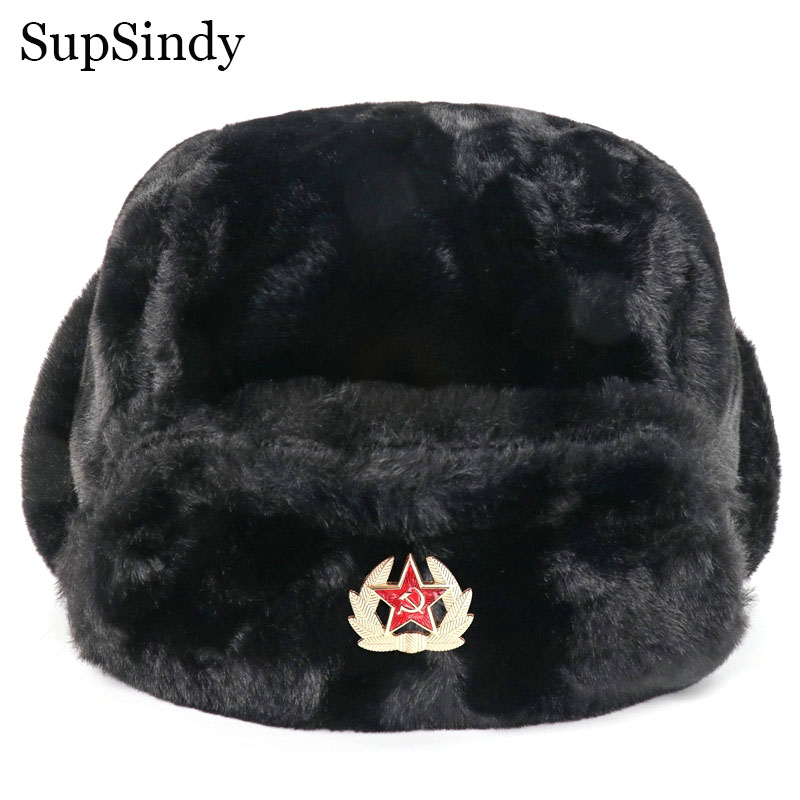 SupSindy Soviet Badge Ushanka  - Trapper Hat Ear Flap ulasan dan harga