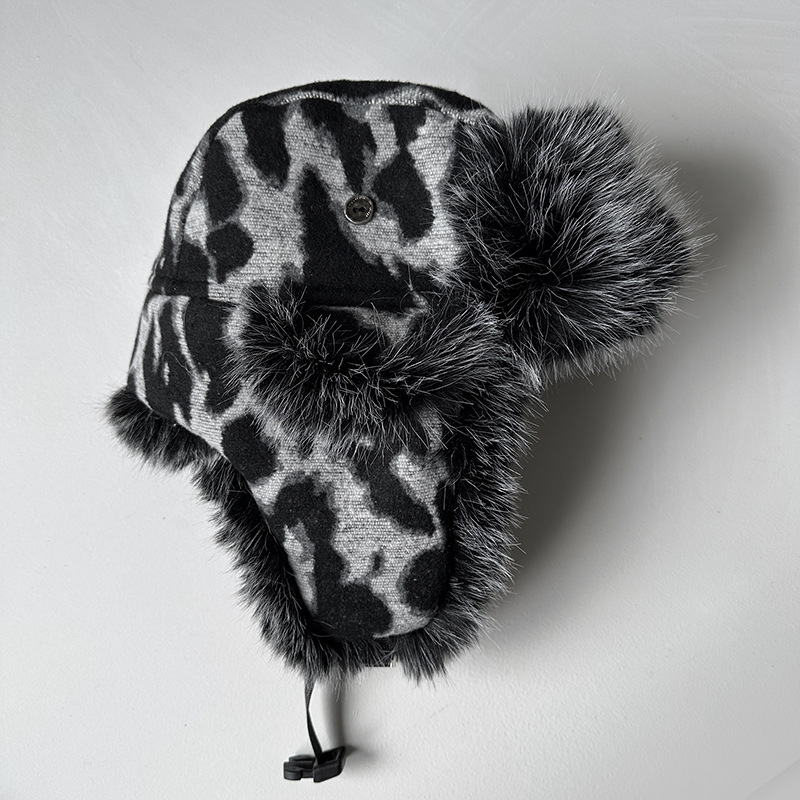 Women Leopard Print Fleece Tra - Trapper Hat Ear Flap ulasan dan harga