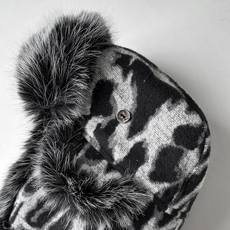 Women Leopard Print Fleece Tra - Trapper Hat Ear Flap ulasan dan harga