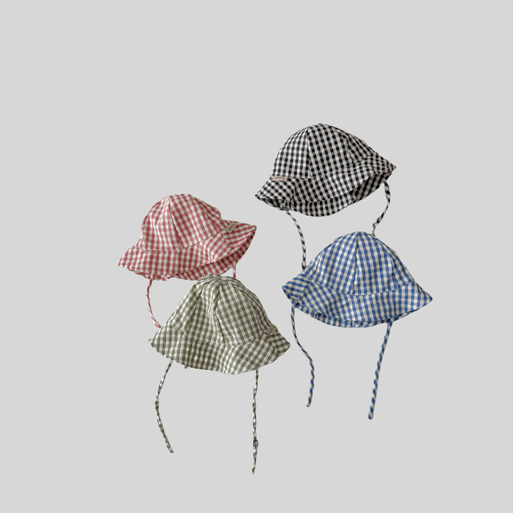 Ins Style Plaid Baby Bucket Ha - Sun Hat Wide Brim ulasan dan harga